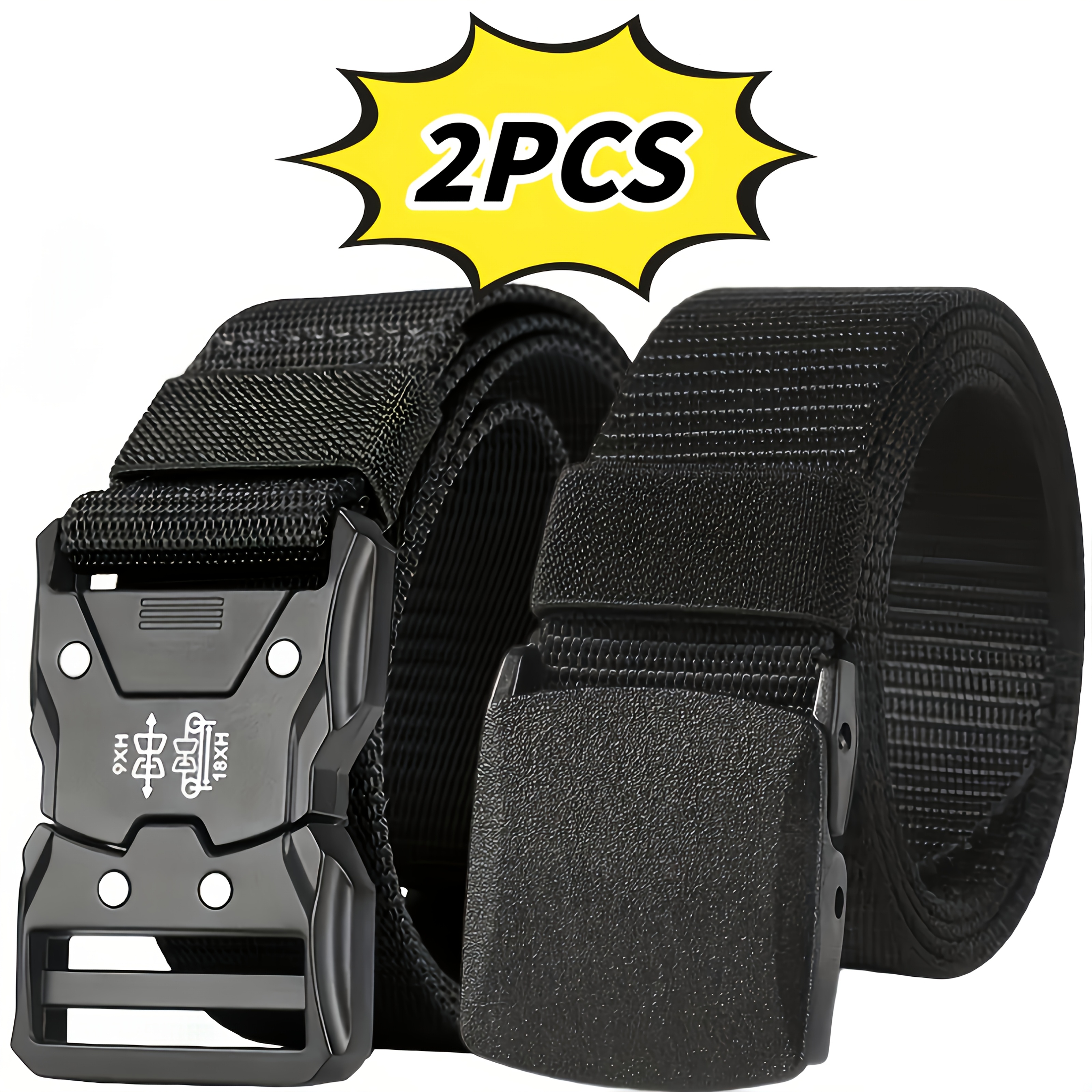 TEMU 2pcs Black Mixed Set Optional, Outdoor Casual All-match Belt
