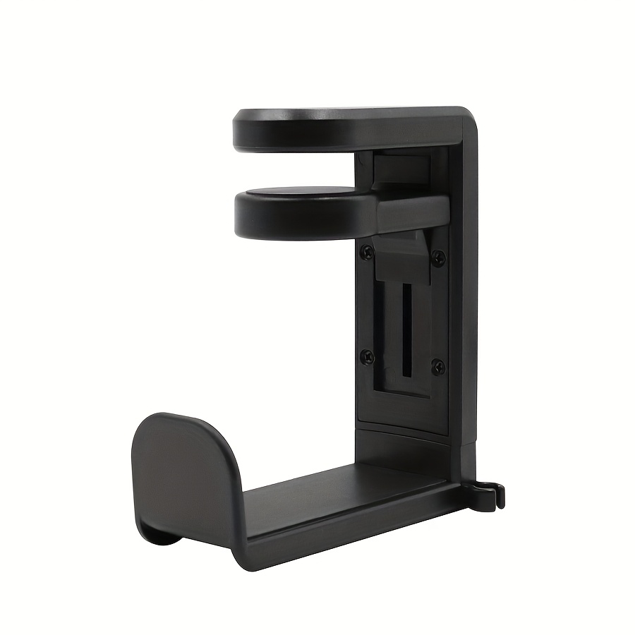 Adjustable Headphone Holder Stand with Clip Mount, ABS Material, No-Drill Installation, Modern Style Under-Desk Headset Bracket for Gaming Earphones