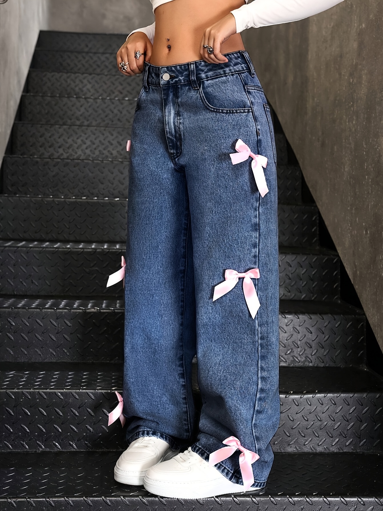 chic womens high waisted boyfriend 2k style ripped Temu