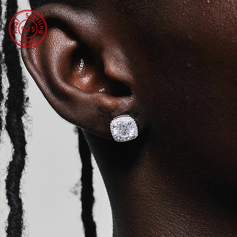 Men's 925 Sterling Silver Moissanite Earrings