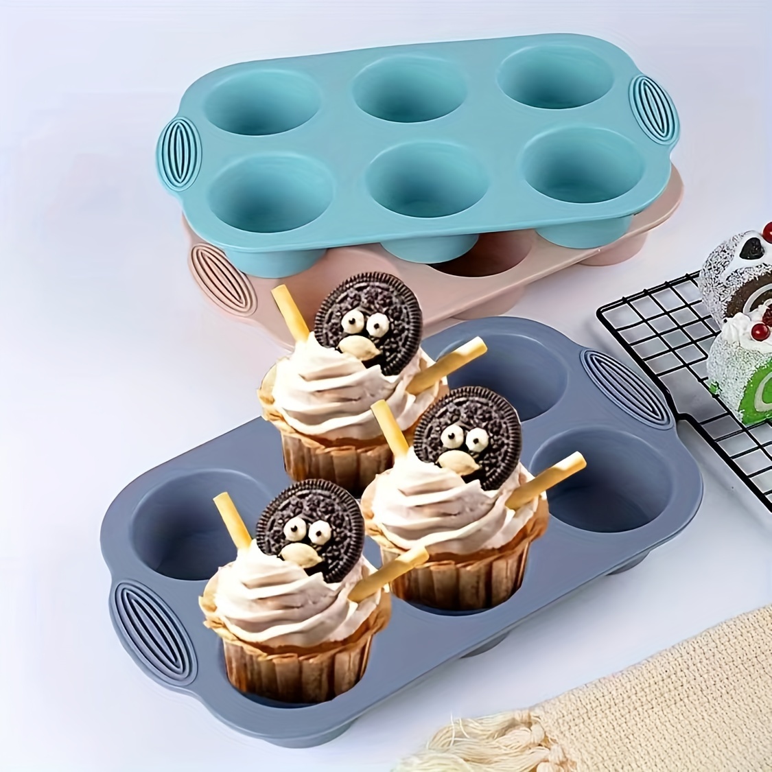 

Silicone Muffin & Cupcake Pan - Non-stick Baking Cups For Birthday, Oven-safe Round Shape, Standard Serving Size - Kitchen Accessories And Baking Tools.