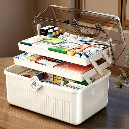 item picture 1pc small medium large and enlarged sizes for you from medicine storage box medicine box lid type storage box multi layer high quality plastic medicine box multifunctional flip type household medicine storage and sorting box