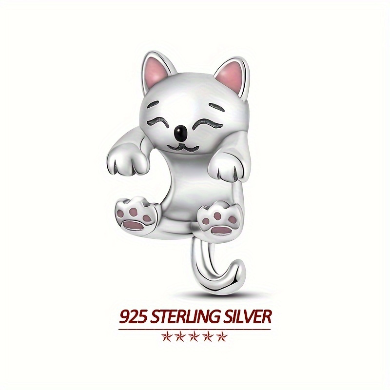 

Original 925 Sterling Silver High Quality Women Charms Beads Fits Original Brand Bracelet Cute Cat Beads Women Party Jewelry Gifts