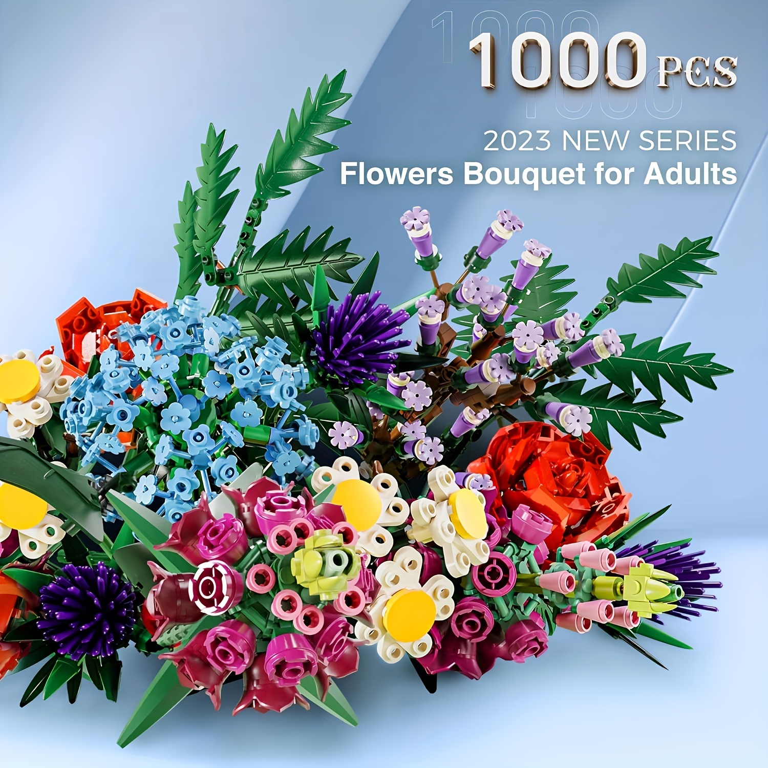 

1000pcs Bouquet Toy For Children Over 6 Years Old/ Roses, Lavender/ For Valentine's Day And Children's Day., Christmas Gift