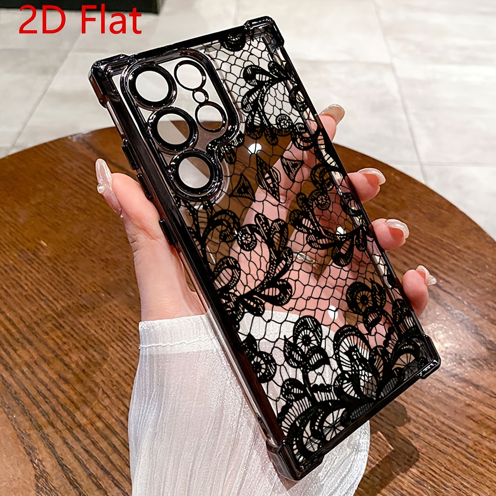 TEMU Phone Case - 1pc Case Suitable For For Galaxy S26 Ultra S26 Plus S25 Fe Ultra Cases S24 Fe S23 Plus 5g S22 Ultra S21 S20 Fe, Black Lace