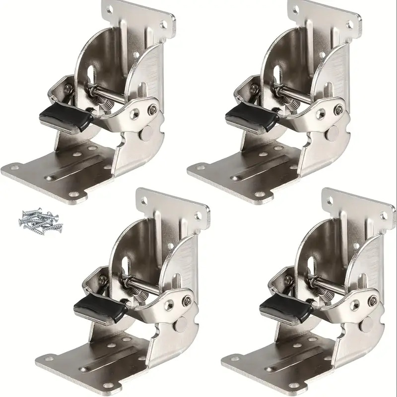 TEMU [folding Hinge Bracket] 4 Folding Leg Hinge Brackets | 0° - 90° - 180° Foldable Support Bracket, Self-locking Hinge With Screws, For Table Legs,