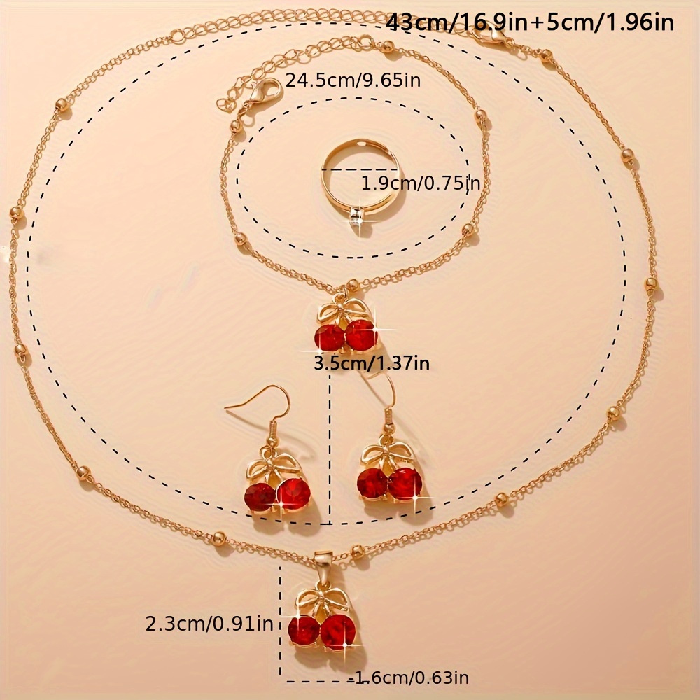 5pcs set cute cherry design pendant jewelry set   daily wear or gift versatile for   Product details 3