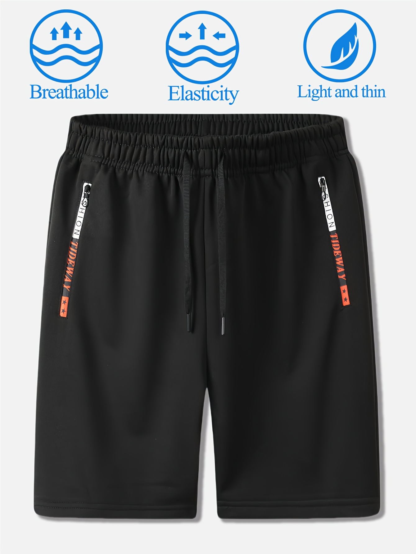 1pc Men's Breathable Knit Athletic Shorts with Elastic Waist & Zipper Pockets - Moisture-Wicking Workout Shorts for Running, Gym, Training, Beach - Multi-Color Options, Smooth Texture Fabric