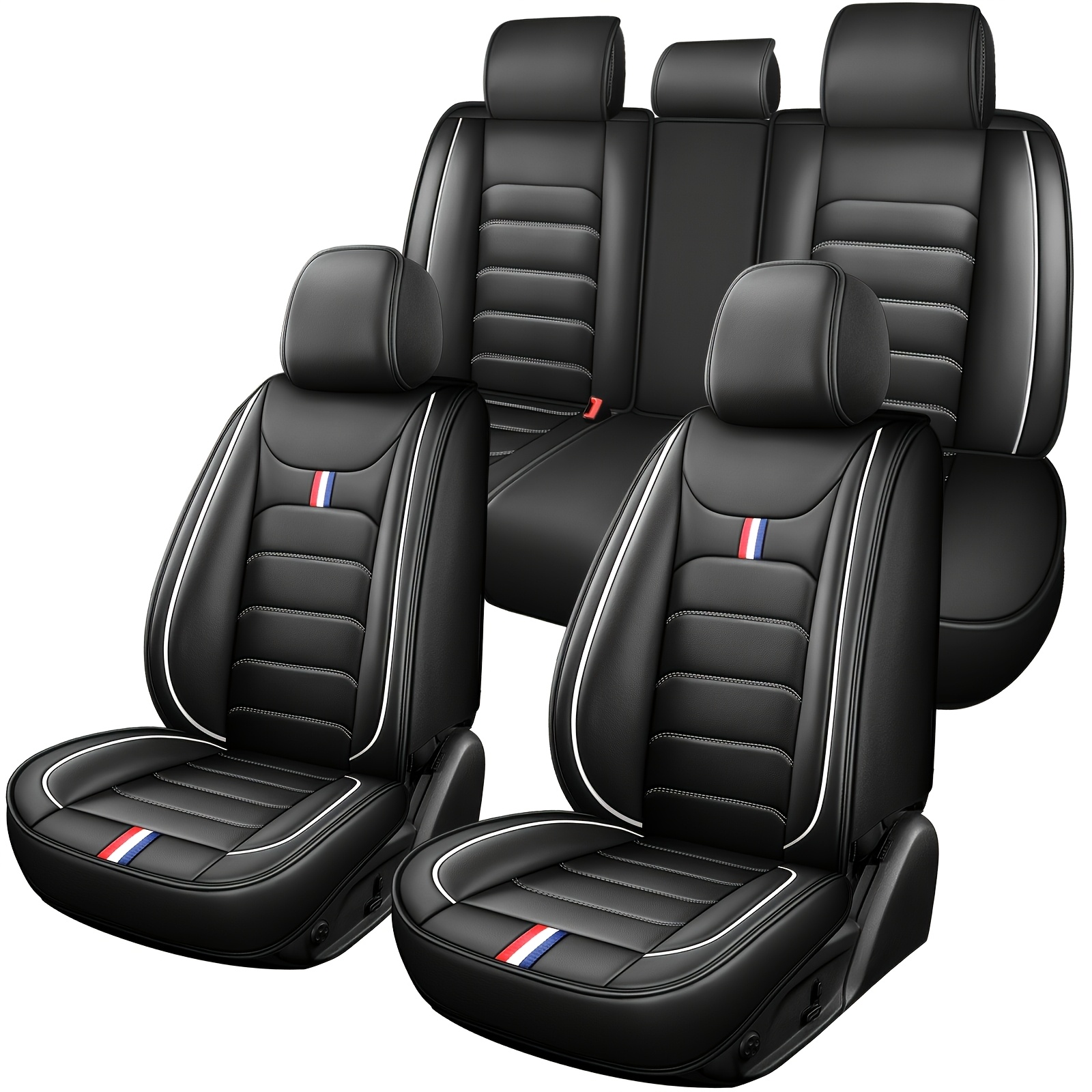 TEMU 5-seat Full-car Wrap Pu Leather Seat Covers, Soft And Comfortable, High-end Universal Four-season Car Seat Covers