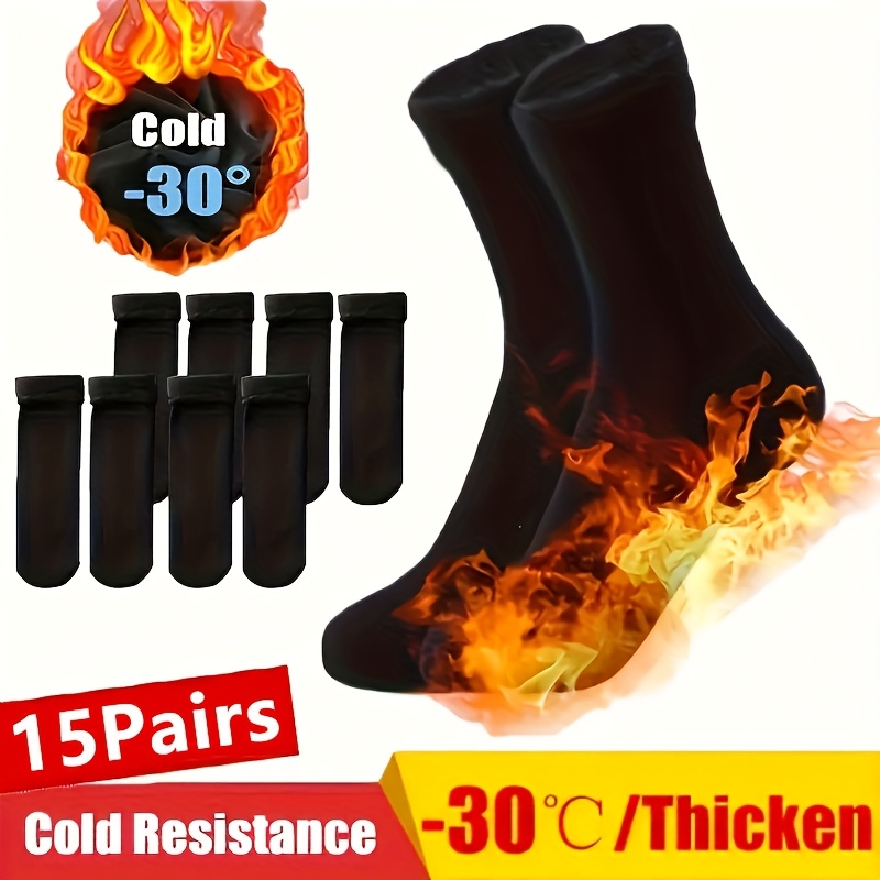 TEMU 15 Pairs Of Autumn And Winter Socks, Thickened And Fleece-lined For , Snow Socks, Men's And Women's Floor Socks, Mid-calf Socks, Christmas Gift