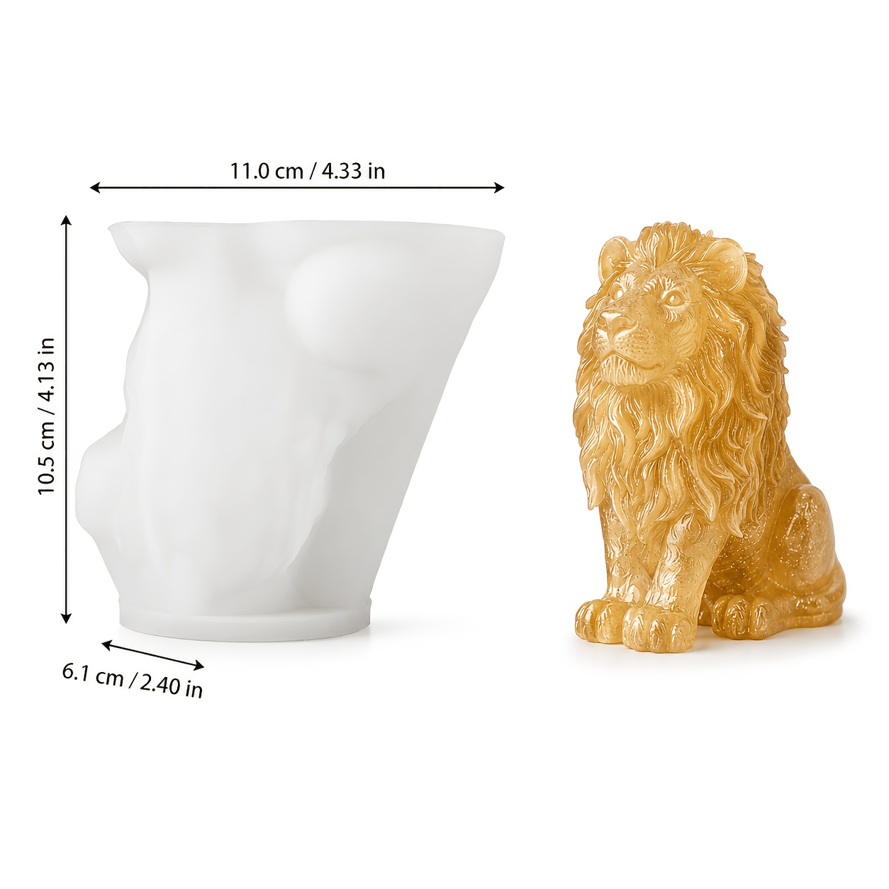 TEMU Resin Silicone Mold, 3d Lion Silicone Mold, Lion Statue Candle Mold With Detailed Mane, Animal Resin Casting Mold For Wax Epoxy Plaster Cement