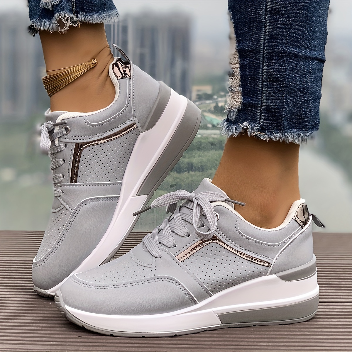 women s wedge sneakers comfy trendy lace heightening sports Temu