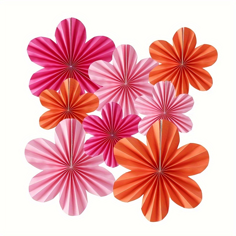 

9pcs Heart-shaped Paper Flower Fan Set - Perfect For Weddings, Birthdays & More - Versatile Party Decorations For Home, Classroom & Events