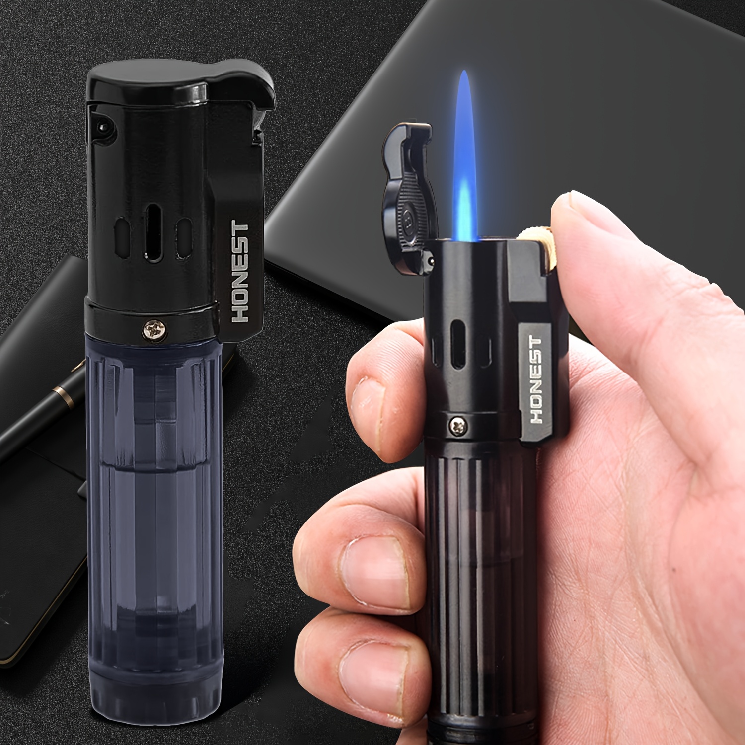 TEMU (no Butane)windproof Straight Flame Lighter, Butane Lighter, Gas Window, Inflatable Lighter, Mini Lighter, Portable Pocket Lighter For Kitchen,