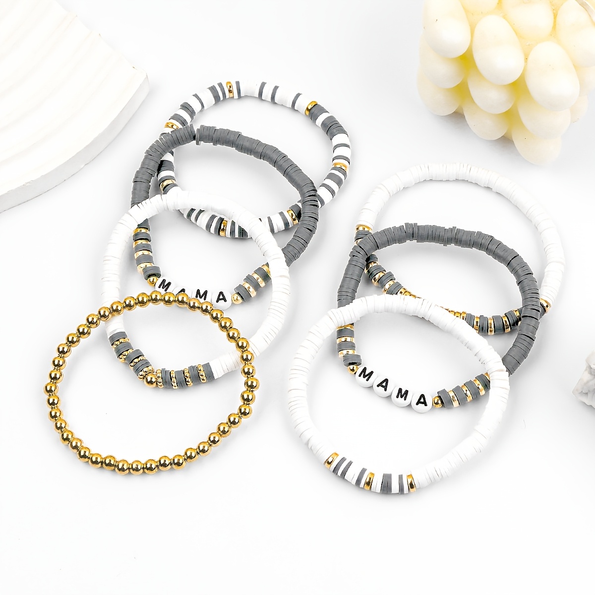 MAMA Bracelet Set, Stackable Gift for New Moms