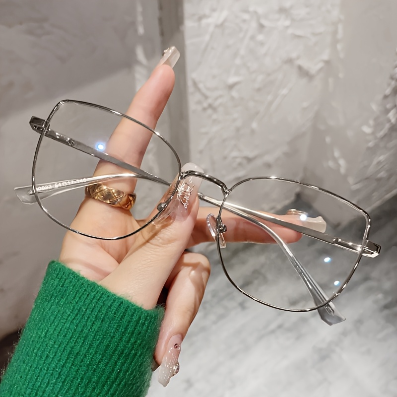 womens metal glasses frame face shape full rim square frame Temu