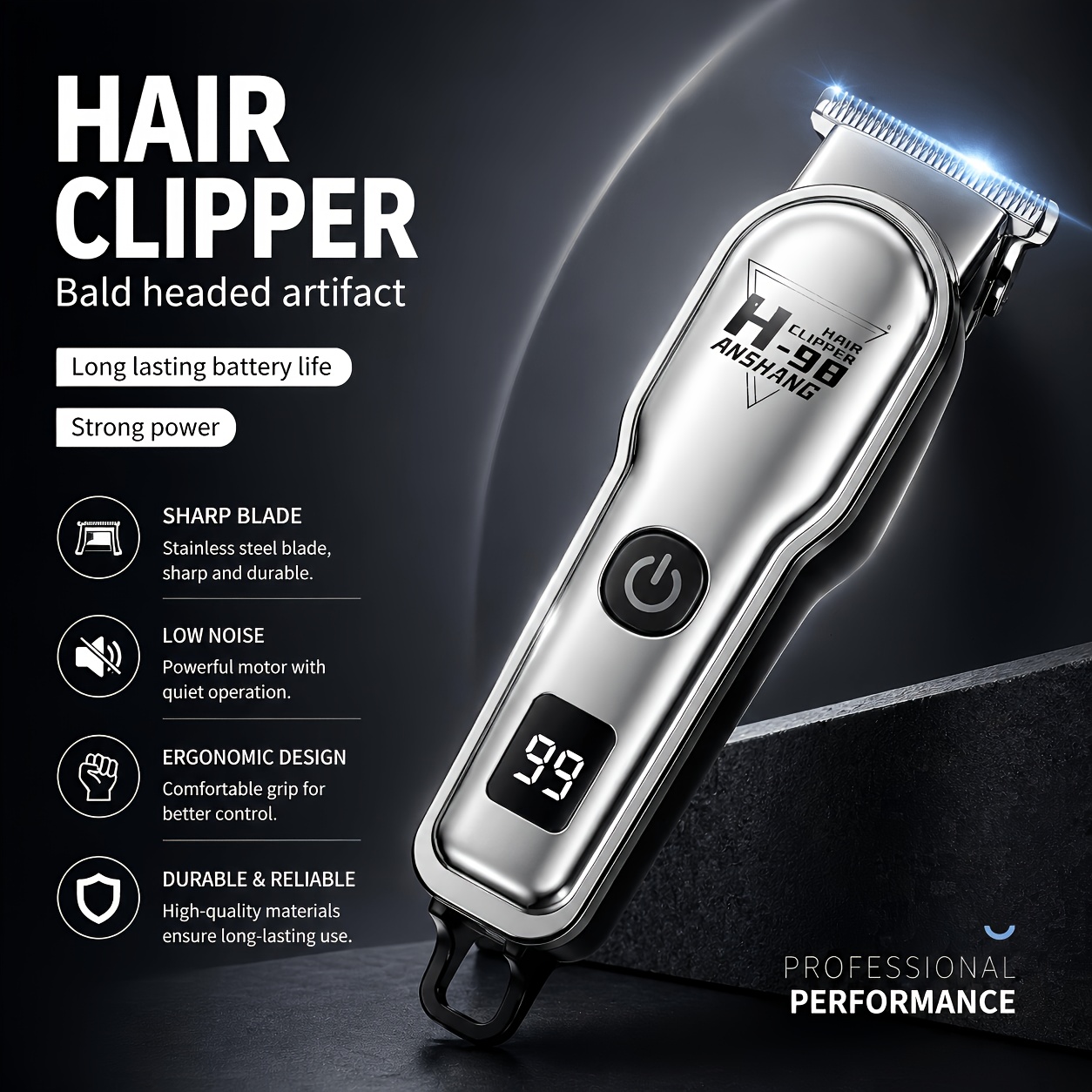 item picture professional electric hair clipper with adjustable comb led   portable usb charging for mens professional hair and beard trimming cordless scissors precision trimming carving scissors suitable for home use gift for men