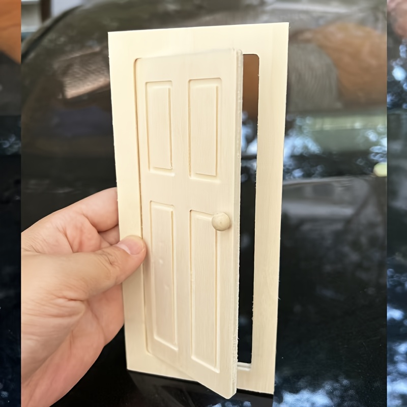 Image of 1pc Miniature Wooden Dollhouse Door - 1:12 Scale, Openable Design With Hinges & Knob, Light , Holiday Gifts, Photo Props & Creative Play
