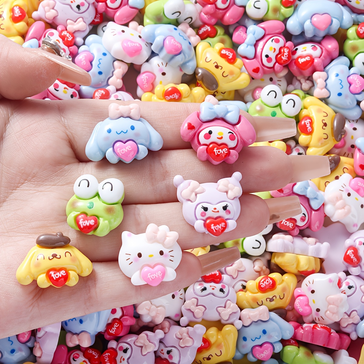 

24pcs Cute Resin Charms Set, , Melody, Pomobolin Pendant Collection, For , Necklaces, Earrings, Keychains & Handbag Embellishments