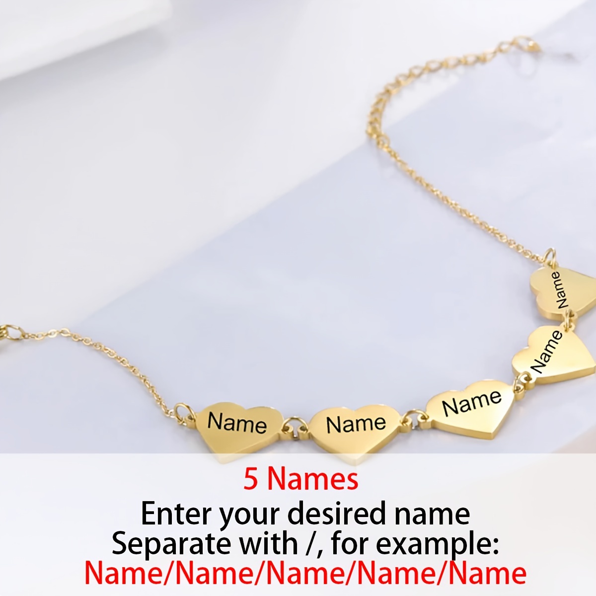 TEMU Bracelets de mode personnalisés avec nom anglais 1-5, bracelets multi-famille en acier inoxydable plaqué or , faciles, élégants et stylés,