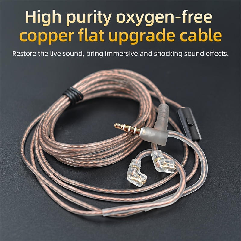 

Kz High-purity Oxygen-free Copper Dual Parallel Upgrade Cable For In-ear Headphones - Detachable, Easy Wear Design With 3.5mm Jack