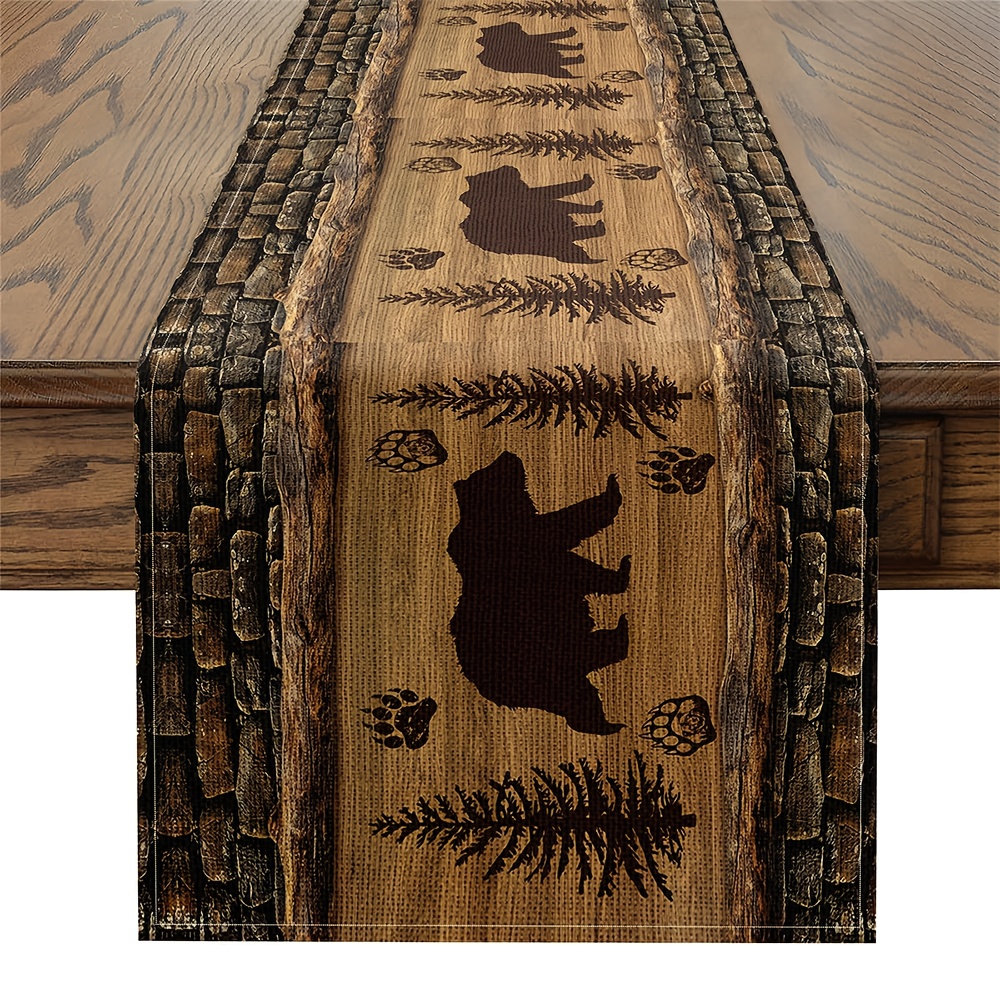 

Cute Bear Table Runner For , 13 X 72 Inch, Polyester, Rectangular Weave, Farmhouse Seasonal Wildlife Home Decor For Living Room And Dresser