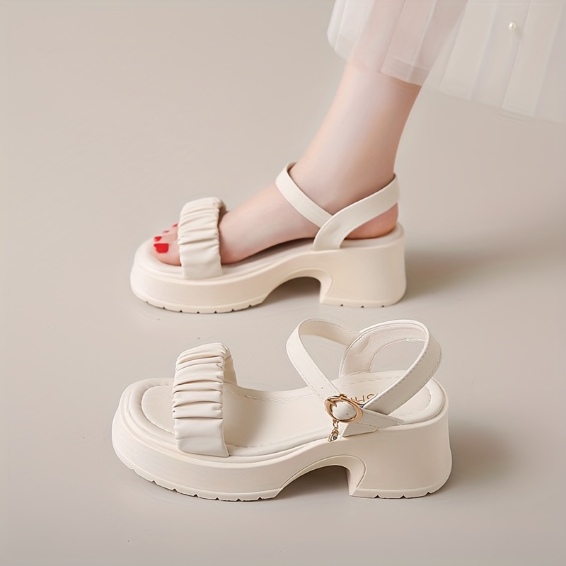 

Women's Knot Design Chunky Heel Sandals, Casual Open Toe Platform Shoes, Comfortable Buckle Strap Sandals
