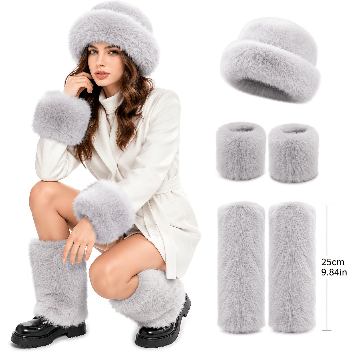 3pcs Unisex Winter Gear Set with Hat, Wristbands, and Leg Warmers