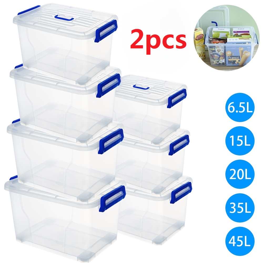 2pcs covered storage boxes an open storage box transparent storage box sturdy and stackable storage box and multi functional multi sized storage box   are   suitable for organizing and storing items in   bedroom wardrobes details 0