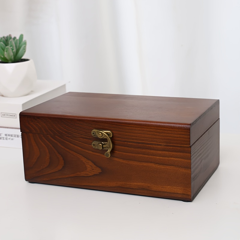 Image of Vintage Solid Wood Jewelry Storage Box With Lid And Compartments, Desktop Decorative Wooden Storage Rack, Suitable For Storing Rings, Earrings, Bracelets, A Fine Gift For Women