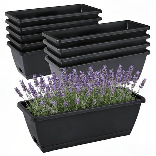 6pcs 3 planters 3 bases rectangular flower pots garden planting tools indoor outdoor garden planters with drainage holes and trays durable indoor outdoor garden pots for vegetables flowers suitable for home balcony gardening
