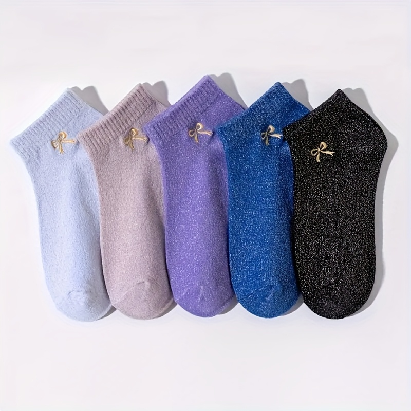 5 Pairs Teen Comfortable Cute Socks |, Elastane, Machine Washable, Spring/summer Ankle Socks, For Teenager