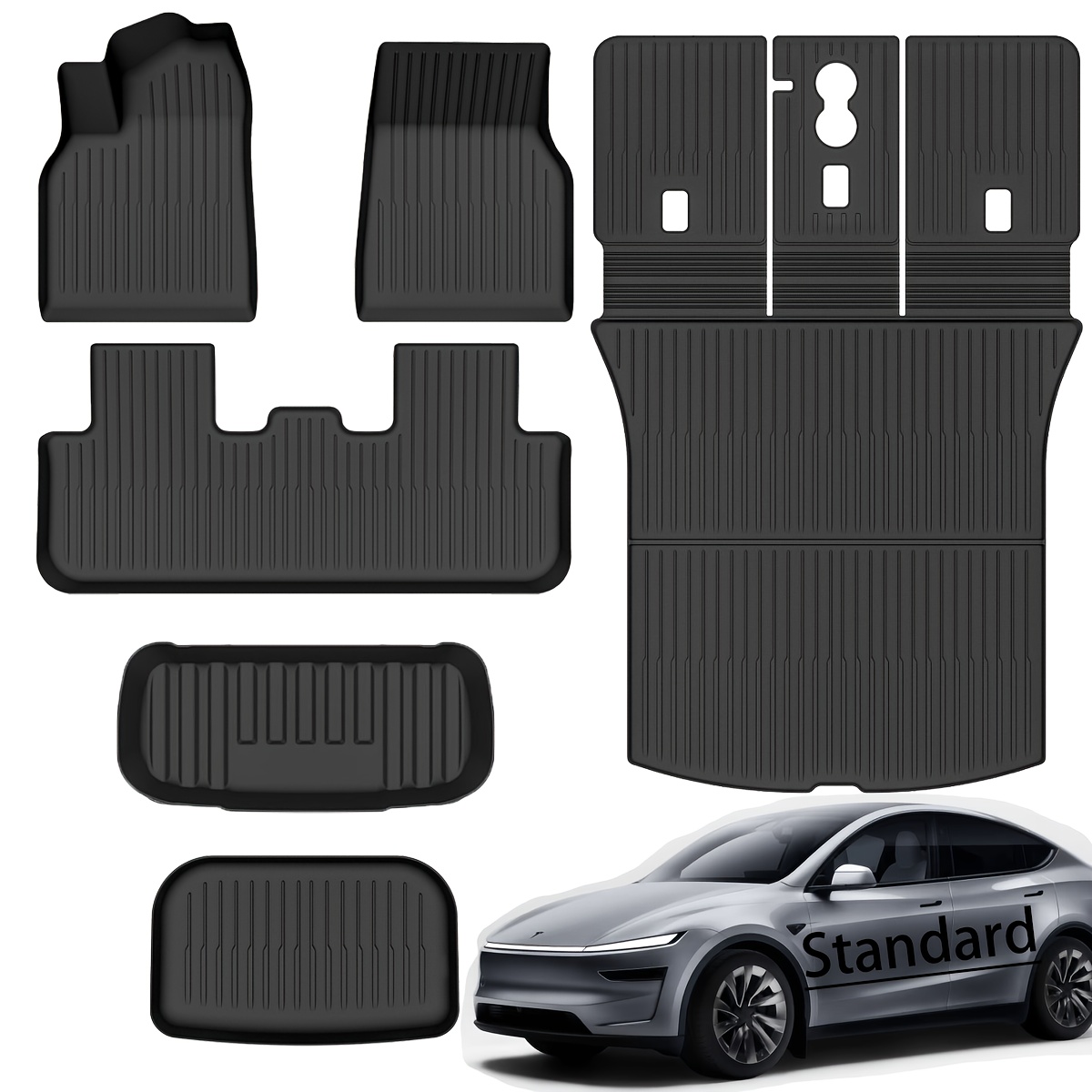 TEMU Tapis de sol pour Tesla 2025 2026 (convient uniquement à la version standard) 5 places avec tapis de coffre arrière et tapis de en TPE