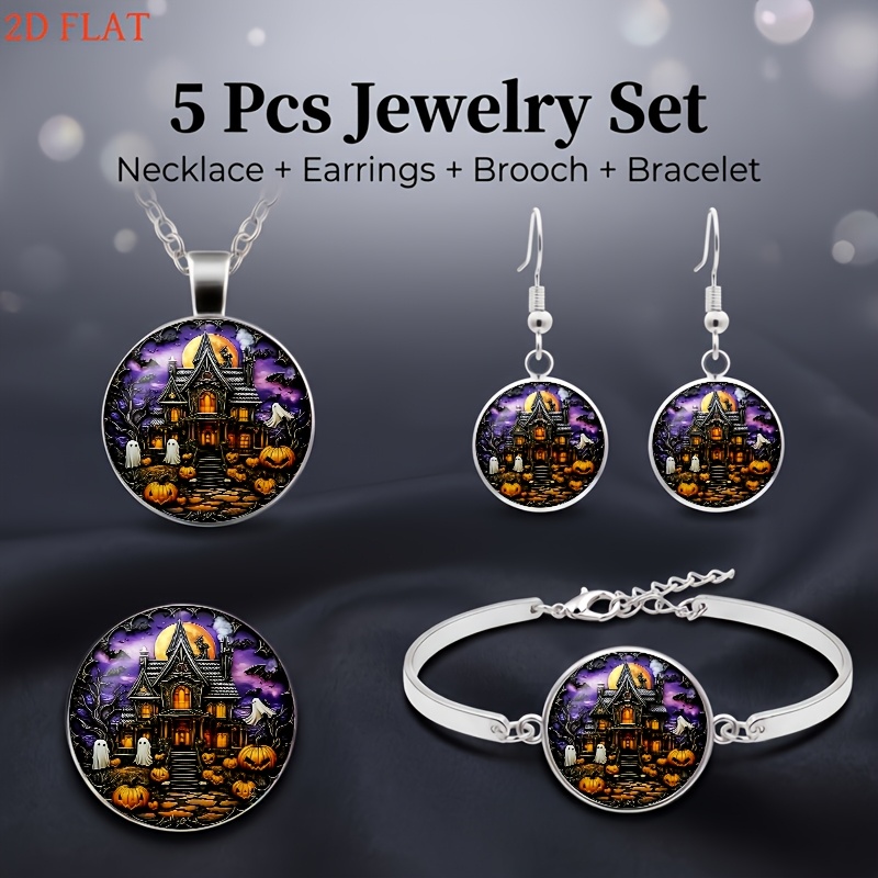 5pc Halloween Haunted House Ladies Jewellery Set