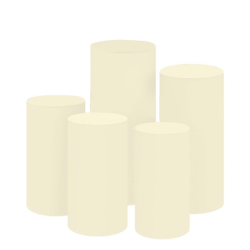Image of Only Cover 5pcs/set, Cylinder Pedestal Stand Covers, Flexible Cylinder Pillar Dessert Stand Cloth Covers For Party, Wedding Or Birthday Event Decor (only Cloth Cover)