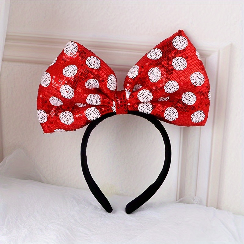 TEMU - Red Bow Headband - For Halloween & Casual Attire, Durable Plastic