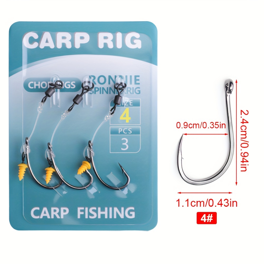 TEMU 3pcs Carp Fishing Line And Carp Fishing Hook Set Sea Fishing Float Bait Fishing Components Fishing Equipment Accessories