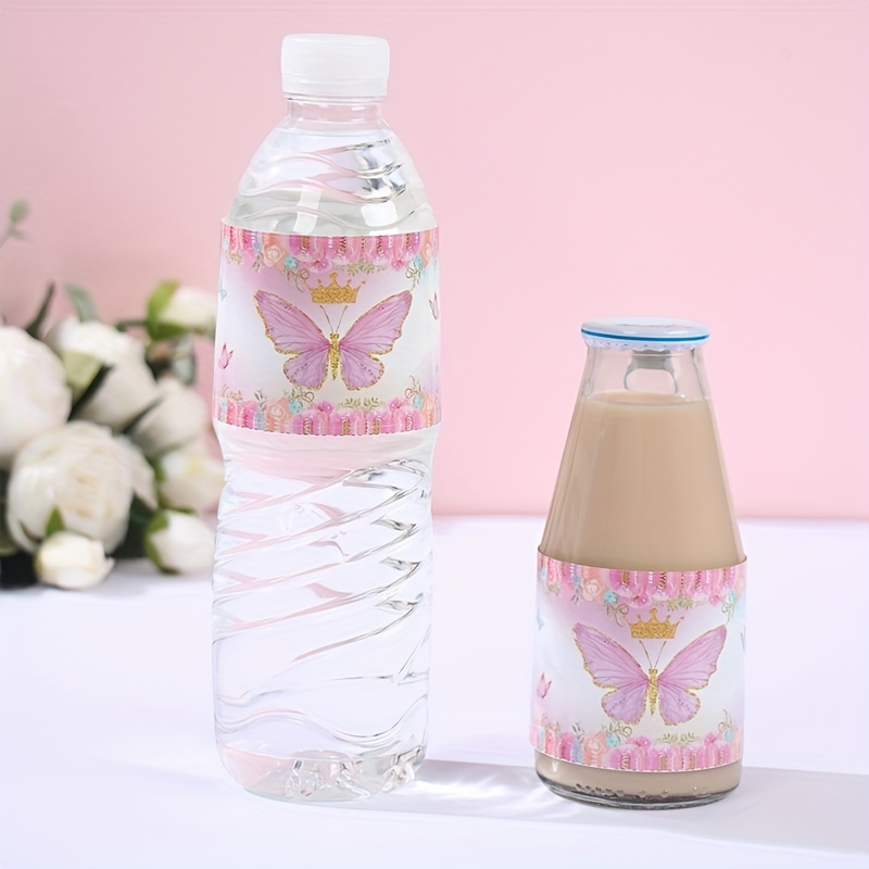 

10pcs, Butterfly Paper Bottle Stickers, Happy Birthday Party Decoration, Wedding Party Butterfly Theme Decor Water Bottle Sticker