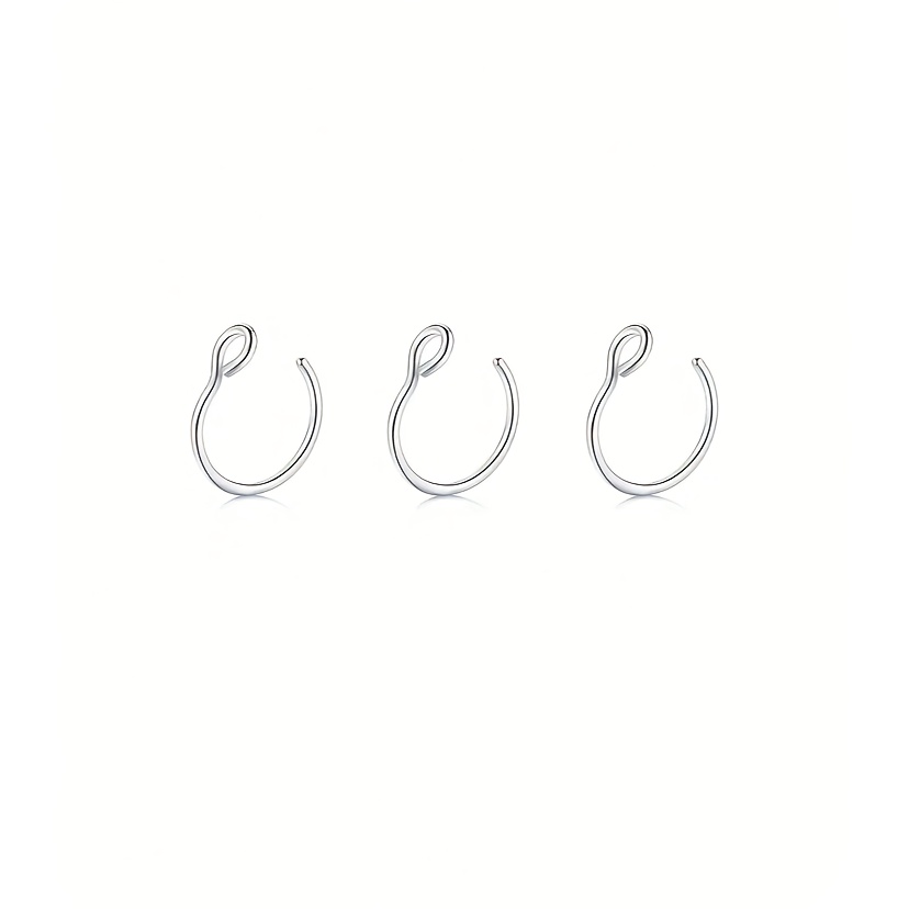 TEMU 1-3pcs Fake Nose Ring Piercing Jewelry, Unisex Lip And Septum Stud Set For Faux Lips