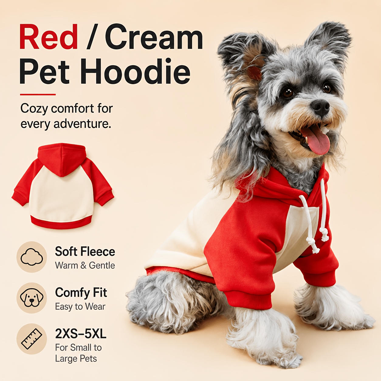 comfortable elastic band hooded casual pet top windproof and cold resistant apparel for small medium and large dogs suitable for home and dog walking   breathable and machine washable puppy clothes with     Product details 5