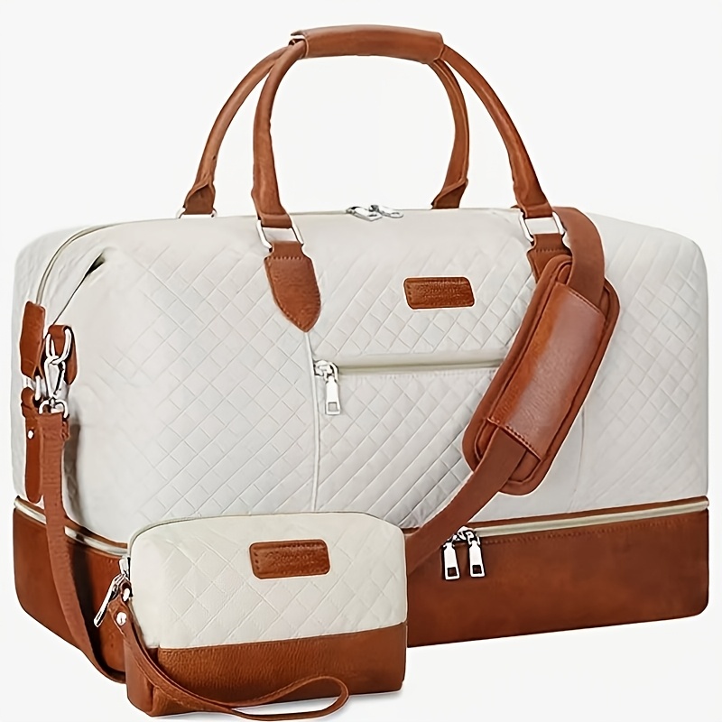 Of 2 Spacious Tote Bags For Travel, Stylish Handbag With Shoulder Strap, Includes A Toiletry Bag And A Compartment For Shoes, Perfect For Overnight Trips Or Business Travel