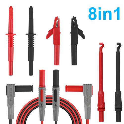 8 in 1 industrial multimeter test leads professional set with piercing clips test probes heavy duty connectors for automotive electronics diagnostics testing
