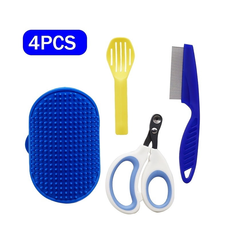 TEMU Pet Grooming Set, Rabbit Cleaning Comb, Pet Nail Clippers, Pet Bath Massage Brush, Bath Sand Shovel, Suitable For Guinea Pigs And Rabbits