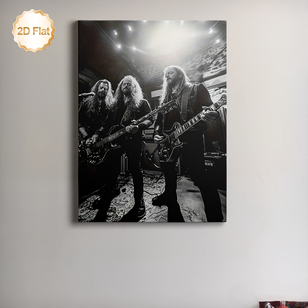 2d flat 2d flat 1pc framed 2d canvas artwork heavy   playing guitars ideal for living room music studio   cave office decor