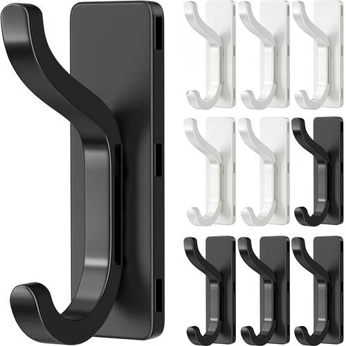10 pack heavy duty wall coat towel hooks 3 colors black pink door hooks no drilling space saving for hanging towels robes bags hats jackets for bathroom dorm closet kitchen perfect gift for easter christmas new year