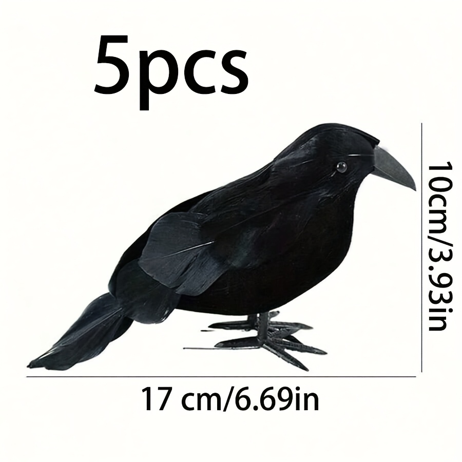 1pc/2pcs/5pcs Artificial Crow Outdoor Table Decoration, Feathered Fake Crow, Black Artificial Bird, Indoor Decor, Halloween Crow Ornament