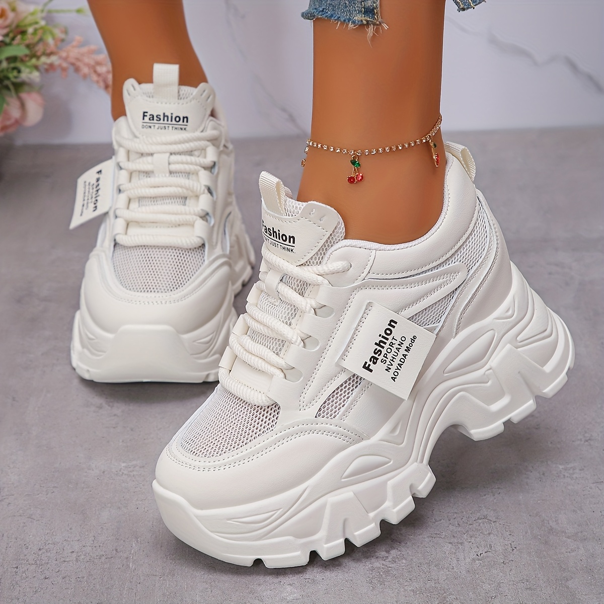 zapatillas plataforma blancas mujer estilo Temu