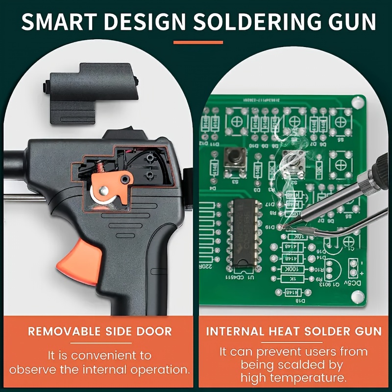 handheld automatic soldering gun with adjustable rubber bracket for diy projects electronics repair precision control and comfortable grip details 3