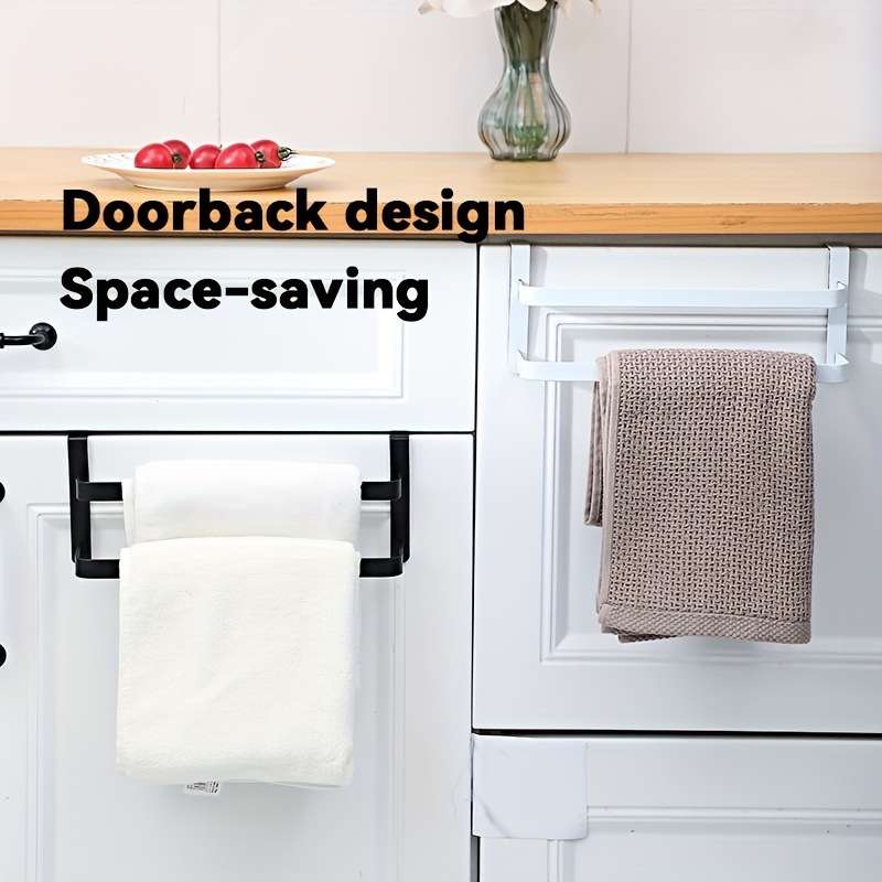 

Over-the-door Towel Rack | Dual-bar Metal Hanging Towel Holder For Kitchen Cabinet & Bathroom Shower Door | Space-saving Towel Bar Organizer For Dish Towels & Cloths