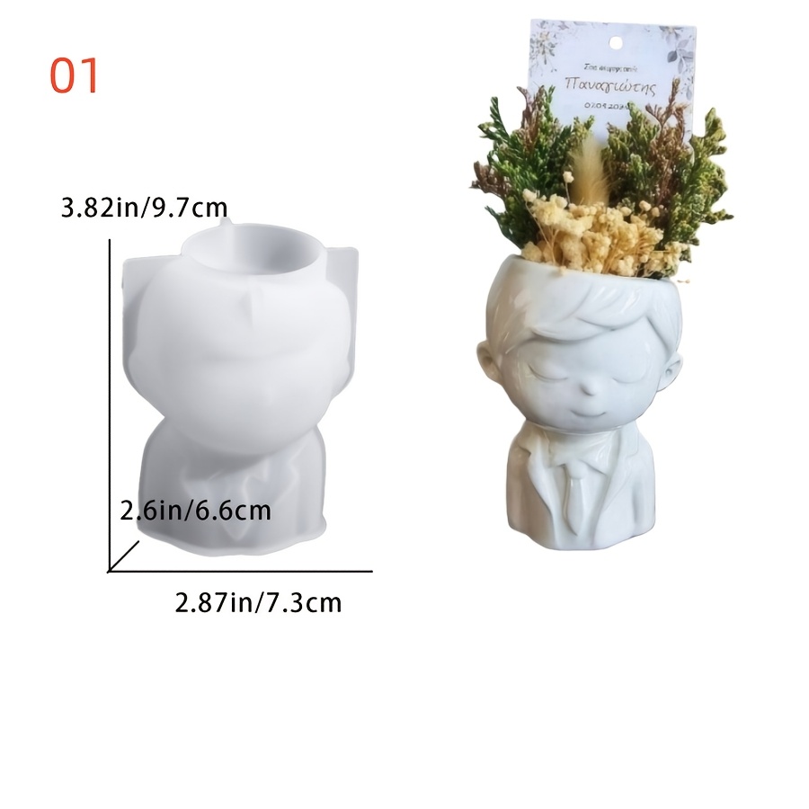 TEMU Stampi in argilla per statue maschili e femminili a mezzo corpo, contenitori, composizioni , stampi in silicone per decorazioni domestiche,